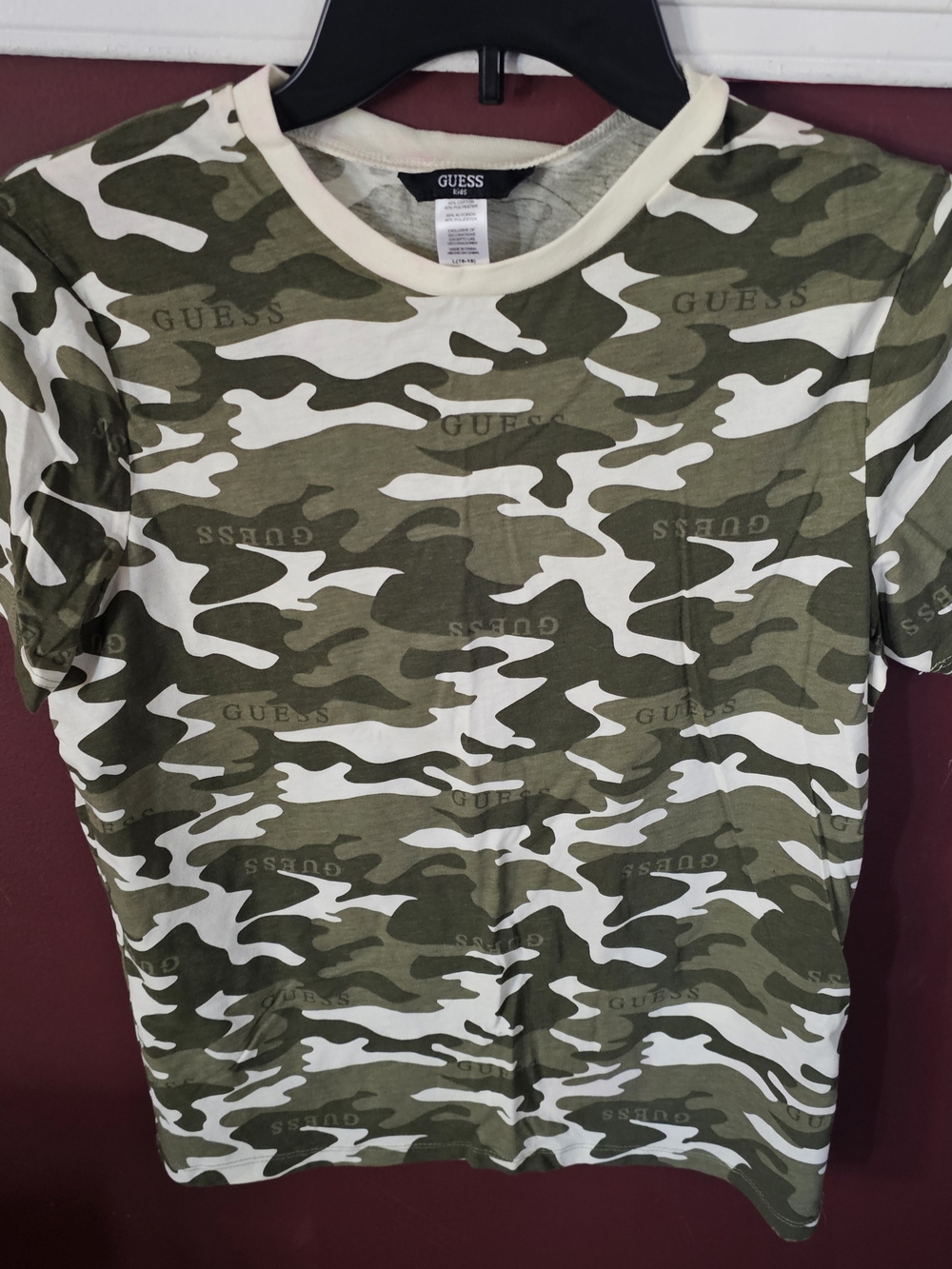 GUESS Olive & White Camo Short Sleeve Kids Top